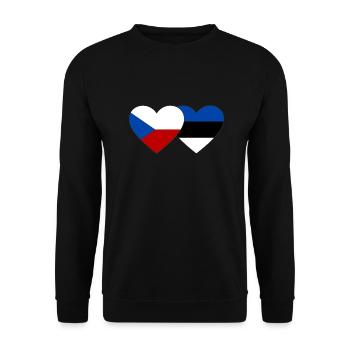 Tschechien Estland Flagge Herz - Unisex Pullover - Schwarz - Vorne - Alina (178cm) & Michal (187cm)