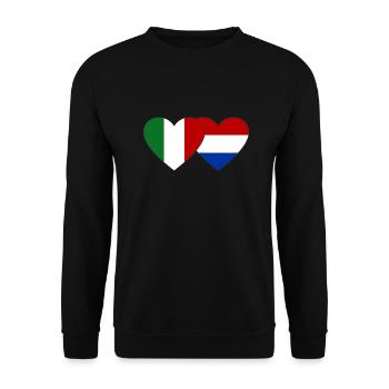 Italy Holland Flag Heart - Unisex Sweatshirt - black - Front - Alina (178cm) & Michal (187cm)