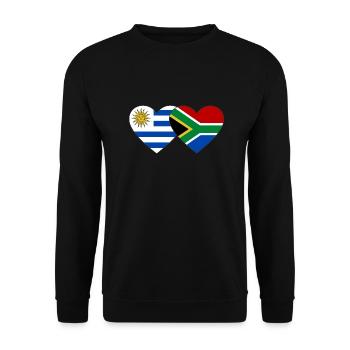 Uruguay Südafrika Flagge Herz - Unisex Pullover - Schwarz - Vorne - Alina (178cm) & Michal (187cm)