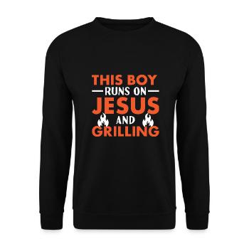 Griller Ce garçon court sur Jésus et griller - Sweat-shirt Unisexe - noir - Devant - Alina (178cm) & Michal (187cm)