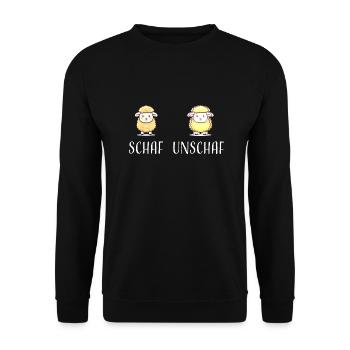 Schaf Unschaf lustiges cooles Geschenk - Unisex Pullover - Schwarz - Vorne - Alina (178cm) & Michal (187cm)