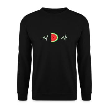 Melone Herzschlag Ekg Obst - Unisex Pullover - Schwarz - Vorne - Alina (178cm) & Michal (187cm)
