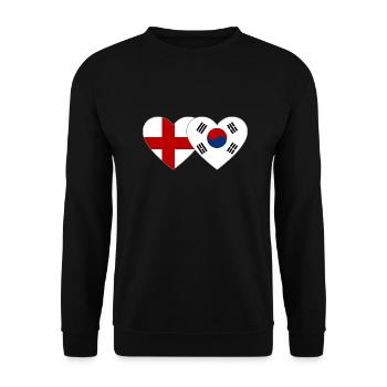 England Südkorea Flagge Herz - Unisex Pullover - Schwarz - Vorne - Alina (178cm) & Michal (187cm)