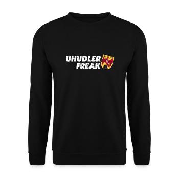 Uhudler Freak Burgenland Spruch Wappen Geschenk - Unisex Pullover - Schwarz - Vorne - Alina (178cm) & Michal (187cm)