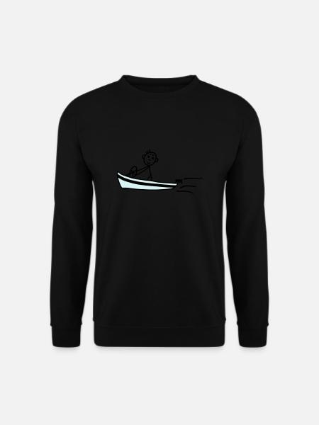 Männchen fährt Motorboot - V2 - Unisex Pullover - Schwarz
