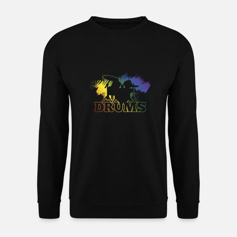 Rainbow colors drums splashart drummer - Unisex Sweatshirt - black