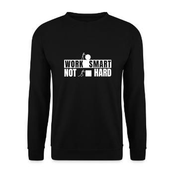 Work smart not hard - motivierender Spruch - Unisex Pullover - Schwarz - Vorne - Alina (178cm) & Michal (187cm)