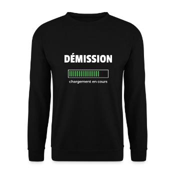 démission chargement en cours - Sweat-shirt Unisexe - noir - Devant - Alina (178cm) & Michal (187cm)