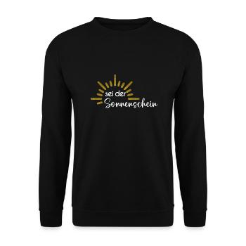 Sei der Sonnenschein - Unisex Pullover - Schwarz - Vorne - Alina (178cm) & Michal (187cm)