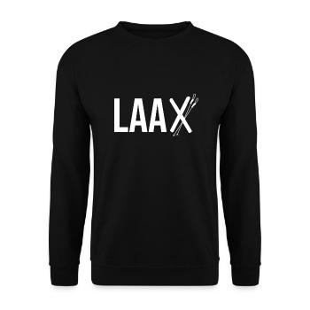 Laax Graubünden Schweiz - Unisex Pullover - Schwarz - Vorne - Alina (178cm) & Michal (187cm)
