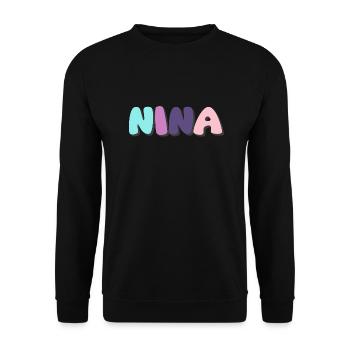 Name - Nina - Unisex Pullover - Schwarz - Vorne - Alina (178cm) & Michal (187cm)