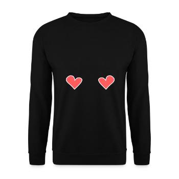 zwei herzen herz liebe formen symbol - Unisex Pullover - Schwarz - Vorne - Alina (178cm) & Michal (187cm)