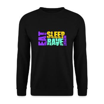 Manger dormir Rave répéter Logo Musique de fête Répéter - Sweat-shirt Unisexe - noir - Devant - Alina (178cm) & Michal (187cm)