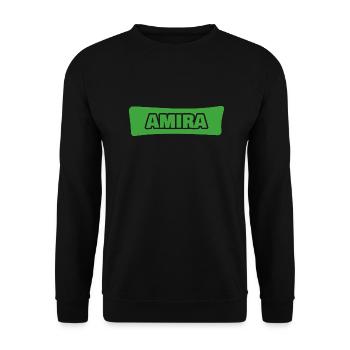 Amira als Geburt - Unisex Pullover - Schwarz - Vorne - Alina (178cm) & Michal (187cm)