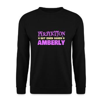 Geschenk für Amberly - Unisex Pullover - Schwarz - Vorne - Alina (178cm) & Michal (187cm)
