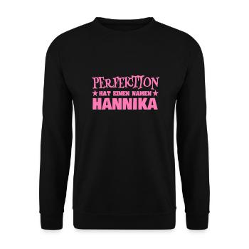 Nom de la femme Hannika - Sweat-shirt Unisexe - noir - Devant - Alina (178cm) & Michal (187cm)