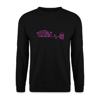 Camping-car & bière - Sweat-shirt Unisexe - noir - Devant - Alina (178cm) & Michal (187cm)