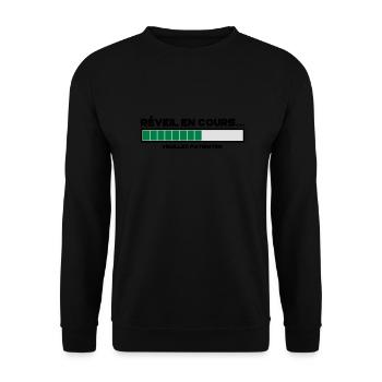 motif réveil en cours - Sweat-shirt Unisexe - noir - Devant - Alina (178cm) & Michal (187cm)