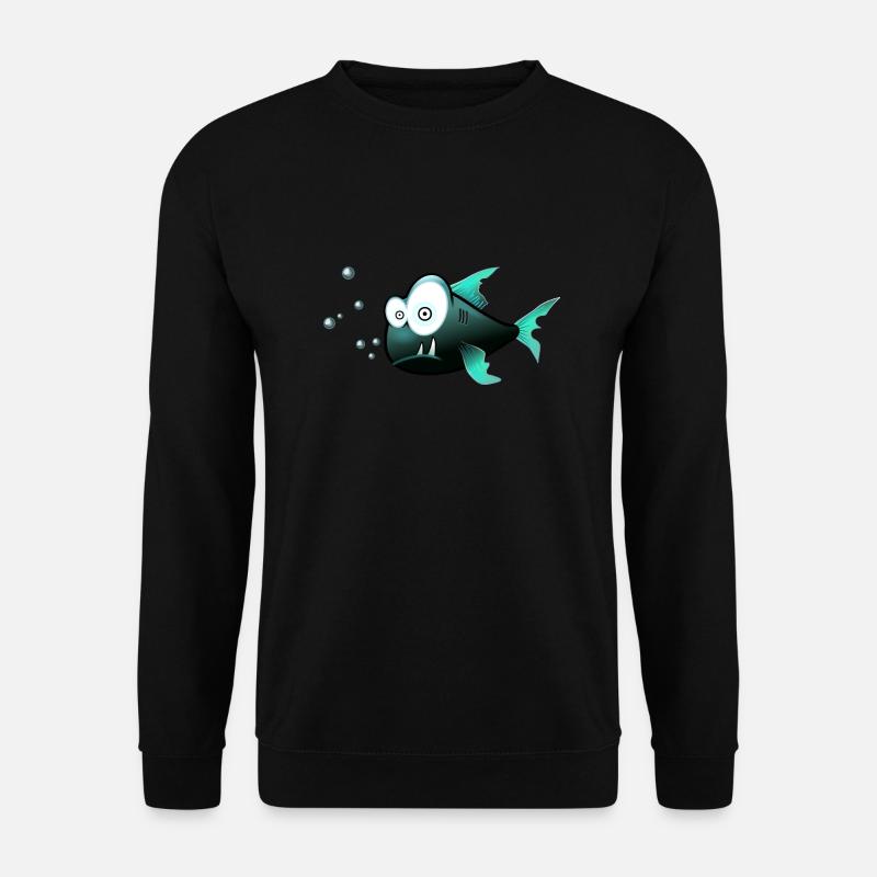 Fish with teeth comic shark - Unisex Sweatshirt - black