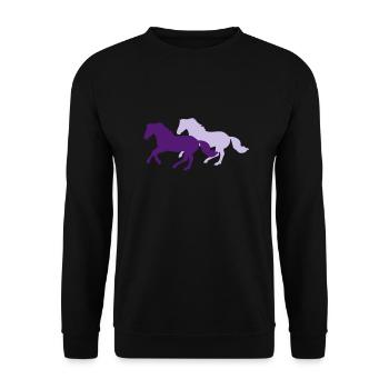 Two galloping horses - you can change all colours - Unisex Sweatshirt - black - Front - Alina (178cm) & Michal (187cm)