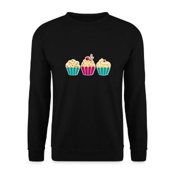 Cupcake - Muffin - Donut - Ice cream - chocolate - - Unisex Sweatshirt - black - Front - Alina (178cm) & Michal (187cm)