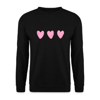 3 Herze - Unisex Pullover - Schwarz - Vorne - Alina (178cm) & Michal (187cm)