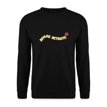 RETRAITE. BONNE RETRAITE. JOYEUSE RETRAITE - Sweat-shirt Unisexe - noir - Devant - Alina (178cm) & Michal (187cm)