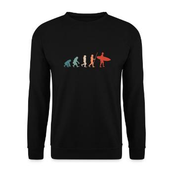 Surfing Surfer Retro Evolution - Unisex Sweatshirt - black - Front - Alina (178cm) & Michal (187cm)