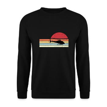 Hubschrauber Helikopter Geschenk Retro - Unisex Pullover - Schwarz - Vorne - Alina (178cm) & Michal (187cm)