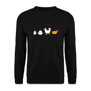 evolution egg chicken rooster hen original - Unisex Sweatshirt - black - Front - Alina (178cm) & Michal (187cm)