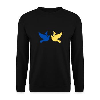 Ukraine Frieden Tauben - Unisex Pullover - Schwarz - Vorne - Alina (178cm) & Michal (187cm)