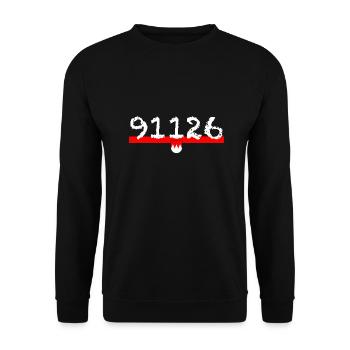 Shirt Schwabacher Postleitzahl - Unisex Pullover - Schwarz - Vorne - Alina (178cm) & Michal (187cm)