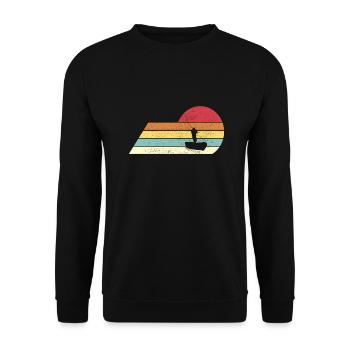 Angler Fischer Geschenk Retro - Unisex Pullover - Schwarz - Vorne - Alina (178cm) & Michal (187cm)