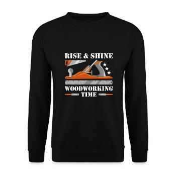 Carpenter Rise& Shine Woodworking Time Woodworking - Unisex Pullover - Schwarz - Vorne - Alina (178cm) & Michal (187cm)