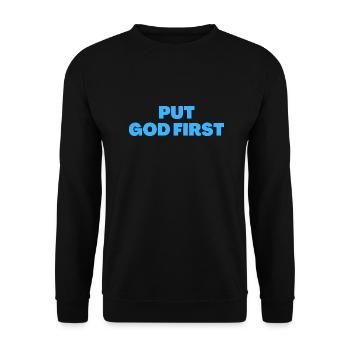Put God First - Christian Quotes - Unisex Sweatshirt - black - Front - Alina (178cm) & Michal (187cm)