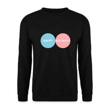 JAHRESTAG. ALLES GUTE ZUM GEBURTSTAG!. ALLES GUTE ZUM GEBURTSTAG!. - Unisex Pullover - Schwarz - Vorne - Alina (178cm) & Michal (187cm)