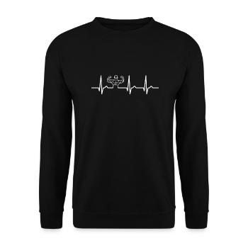 Courbe ECG - Courbe du Cœur - Musculation - Sweat-shirt Unisexe - noir - Devant - Alina (178cm) & Michal (187cm)