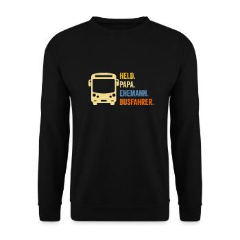 Bus Vater Papa Busfahrer - Unisex Pullover - Schwarz - Vorne - Alina (178cm) & Michal (187cm)
