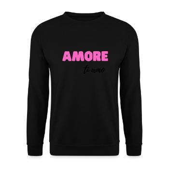 Amore, Ti Amo – Romantic Italian Love Quote - Unisex Sweatshirt - black - Front - Alina (178cm) & Michal (187cm)