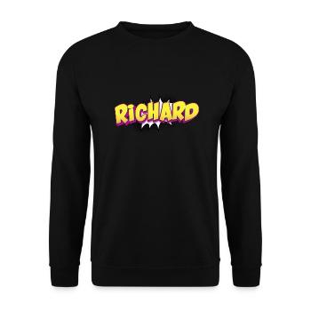 Richard Nom personnalisé Style bande dessinée Pop Art, - Sweat-shirt Unisexe - noir - Devant - Alina (178cm) & Michal (187cm)