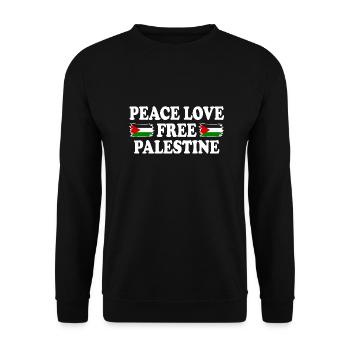 Peace love Free palestine - Unisex Sweatshirt - black - Front - Alina (178cm) & Michal (187cm)