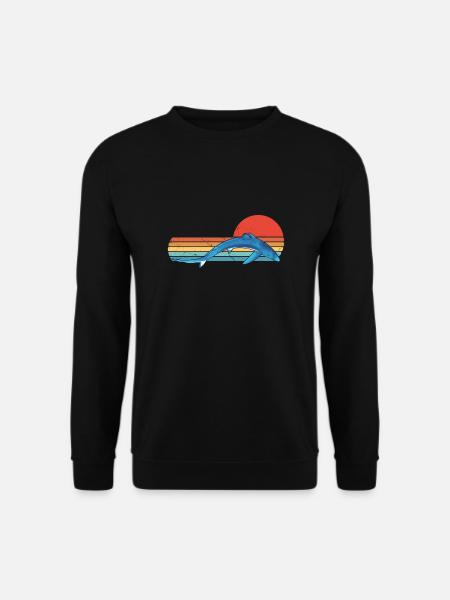 Blue Shark Retro Sunset - Unisex Sweatshirt - black