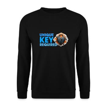 Schlüssel zum Herzen wird gesucht - Unisex Pullover - Schwarz - Vorne - Alina (178cm) & Michal (187cm)