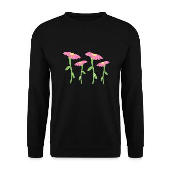 Flower Symbol Blossom Plant Four Flowers - Unisex Sweatshirt - black - Front - Alina (178cm) & Michal (187cm)