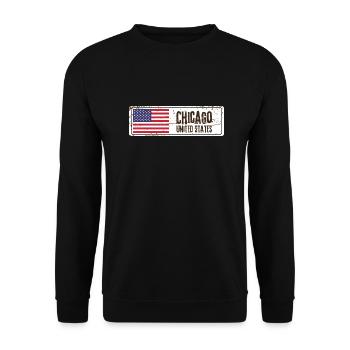 Chicago United States Flag - Unisex Sweatshirt - black - Front - Alina (178cm) & Michal (187cm)