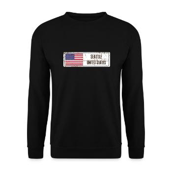 Seattle, Vereinigte Staaten - Unisex Pullover - Schwarz - Vorne - Alina (178cm) & Michal (187cm)