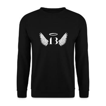 Nummer 13 Engel - Flügel zum 13. Geburtstag - Unisex Pullover - Schwarz - Vorne - Alina (178cm) & Michal (187cm)