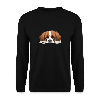 Saint-Bernard Coup d’œil Mignon Adorable Drôle Animal - Sweat-shirt Unisexe - noir - Devant - Alina (178cm) & Michal (187cm)