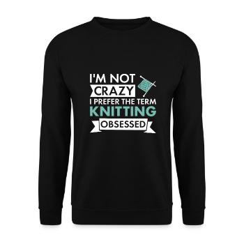 Tricoteuse Je ne suis pas folle Tricot - Sweat-shirt Unisexe - noir - Devant - Alina (178cm) & Michal (187cm)