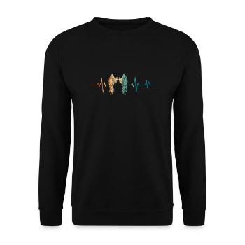 Battement de coeur rétro ailes d’ange - Sweat-shirt Unisexe - noir - Devant - Alina (178cm) & Michal (187cm)